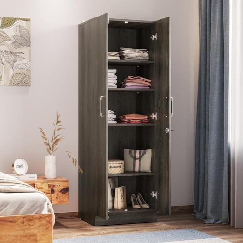 Image of Wakefit Wardrobe for Bedroom | 1 Yr Warranty | Cupboard for Bedroom, Almirah, Wooden Wardrobe, Multi-Shelves Storage, Density:680-750 kg /m, Free Installation from Brand (Twill - Napa Oak)