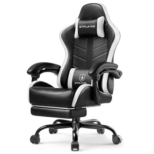 Image of GTPLAYER Gaming Chair for Adults, Computer Chair with Footrest, Pearl White | Ergonomic Video Game Chair with 90-155 Recline, Removable Headrest & Lumbar Support, All-Day Comfort for Home & Office
