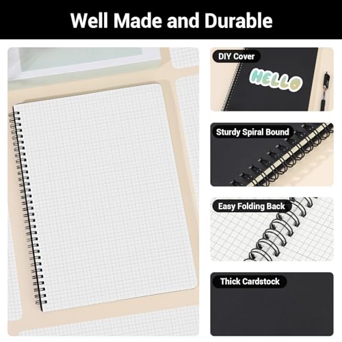 Cahier Carreaux 5mm A4 papier épais 100g pour écrire sans encre qui traverse