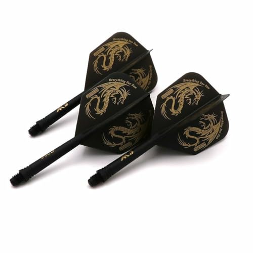 CUESOUL ROST Integrated Dart Flight and Shafts Big Wing Shape Black Dragon-L Size 33mm