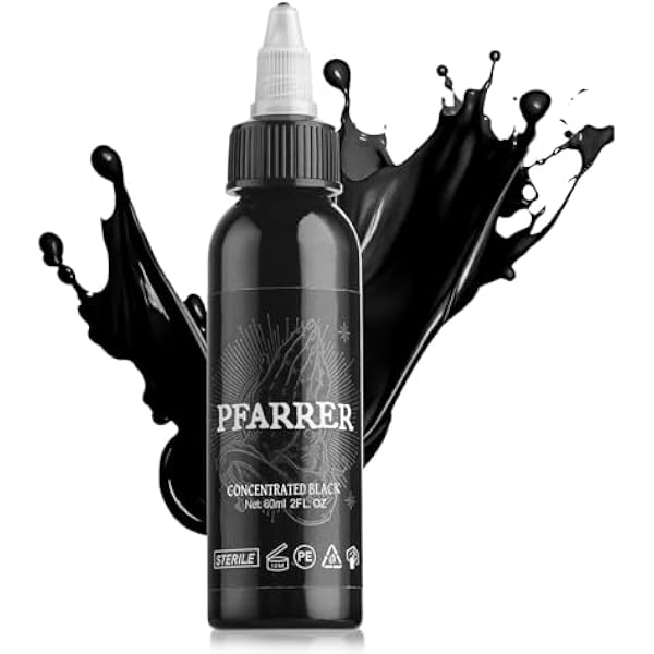 PFARRER Czarny tusz do tatuażu 60ml (2oz) Przyjazny dla wegan, standard USA, koncentrat tuszu do tatuażu TI7003-60-002