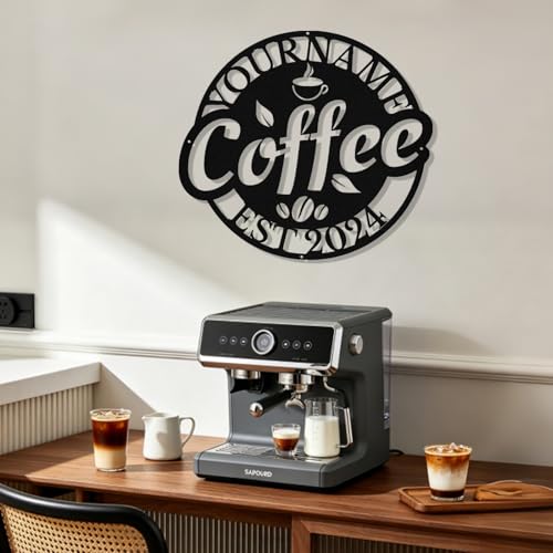 Image of Personalized Coffee Metal Sign, Custom Coffee Bar Signs, Custom Name Signs for Cafe Station, Coffee Wall Art Decor for Kitchen, Cafe Shop Decor, Cafe Lover Gift