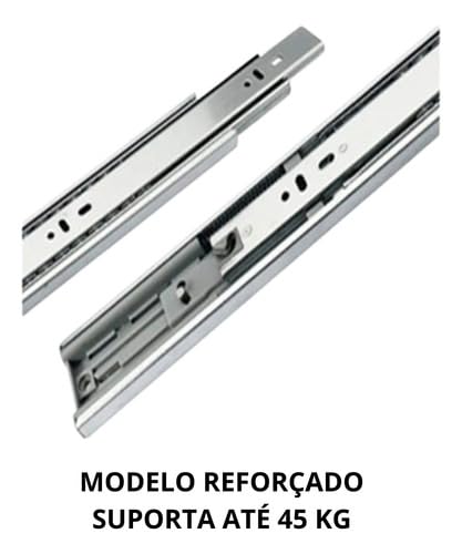 Corrediça Telescópica de 45kg para Gavetas com Amortecedor (45 cm)