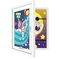 Hipsignal Kids Art Frames, A3 Photo Frame for 150 Pictures, Fillable Front Opening Kids Artwork Display Frame with Mount for Hang or Stand Display Children's Drawings(White)