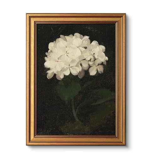 Toile murale vintage hortensia blanc ARPEOTCY cadre doré pour salon 40x30