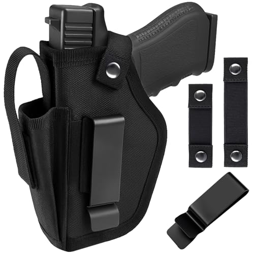 Gun Holsters for Concealed Carry, Gun Holster w/Magazine Pouch Inside Outside Waistband, IWB Belt Holster for Right Left Hand, Fits Subcompact Compact Full Size Pistols (1Pack Black)