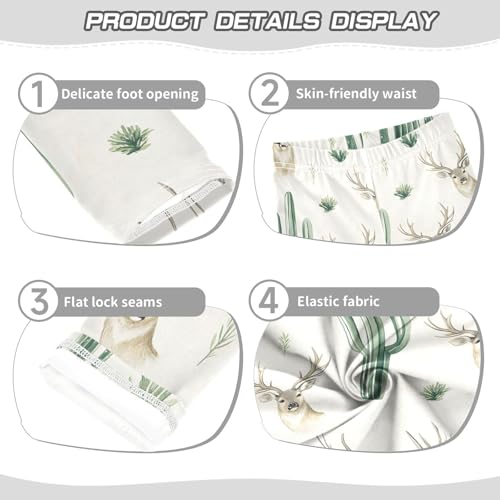 ALAZA Girls' Leggings Children's Yoga Pants Skinny Printed Dance Cactus Deer Grass Comfortable 4T2