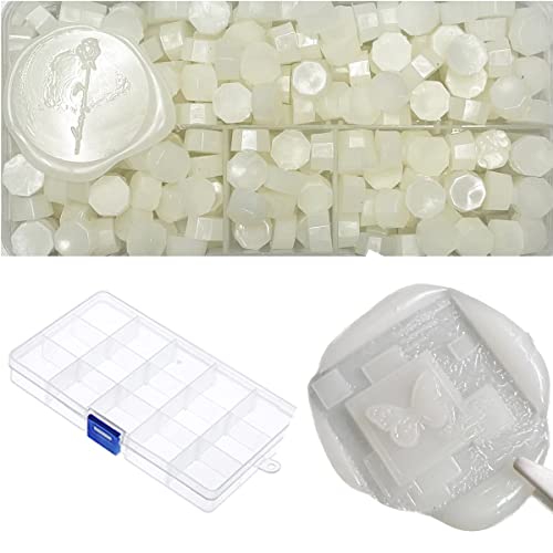 YOKIOU 220 Stück Siegelwachs Perlen Halbtransparent Siegel Perlen Set Wachs Siegel Stempel Umschlägen für Basteln von Briefmarken Geschenkverpackung (transparent white)