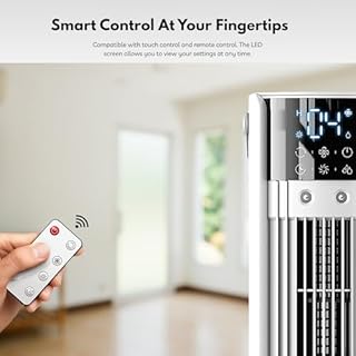 Portable Air Cooler Fan – Bladeless Cooling Fan with Remote Control, 10 hours timer, Quiet 4-Speed - 90°Oscillating Air Conditioner for Bedroom, Office, RV, and Outdoor Use