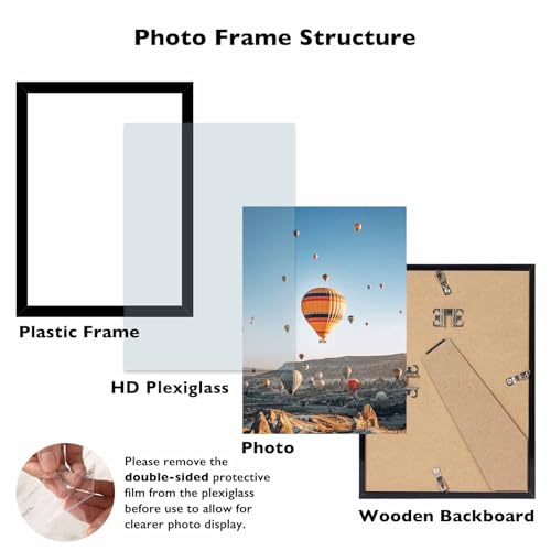 Image of 8.3x11.7 A4 Picture Frame Black for Wall Hanging or Tabletop, Wall Mounting Horizontally or Vertically, A4 Frame 8.3 x 11.7 Wall Gallery Poster Photo Frame with Shatter Resistant Plexiglass, Black
