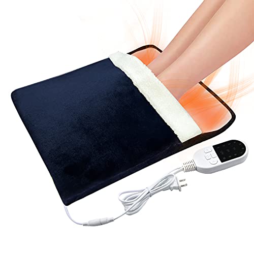 Foot Warmer and Heating Pad,Fast Heating Removable Large Size Feet Warmer for Women Men, 12 Hrs Timer Heat Mat for Under Desk,Bed, Sofa,Machine Washable,Blue