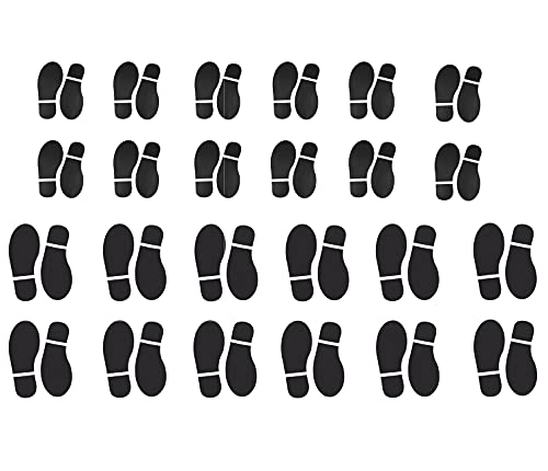 SKYCOOOOL 24 Pairs 48 Prints Black Shoe Footprint Stickers Decals for Floor Wall Stairs to Guide Directions, Small and Large