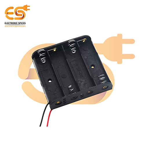 Image of Electronic Spices AA 4 Cell Battery Holder Hard Plastic Case With Wire Pack of 1 (1.5v X 4 Cells = 6volt)