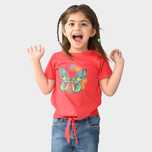 Image of BONKIDS Girls Tshirt (BON9475 4-5Y) Tomato Red