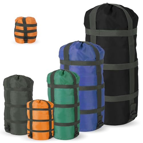 5 Pack Compression Sack for Sleeping Bag Stuff Sack Adjustable Sleeping Bag Compression Stuff Sack...