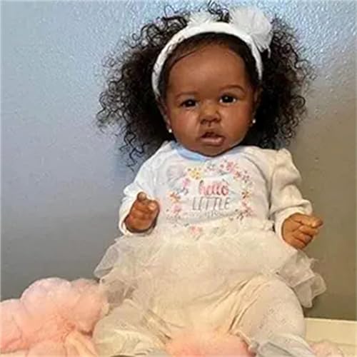 Muñeca Reborn bebé niña piel oscura 22 pulgadas miniatura 2