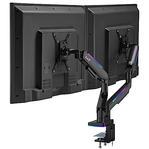 AVLT RGB Lights Dual 17â€-43â€ Gaming Monitor Arm Desk Mount, Fits Two Flat/Curved/Ultrawide Screen up to 44lbs(20kg), Height Swivel Tilt Adjustable Stand - Black