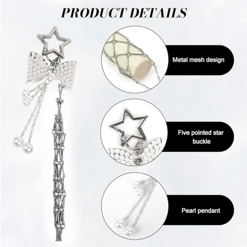 Image of MAYCREATE Bag Charms Y2K Metal Net Lipstick Holder Keychain with Touch Up Mirror, Fashion Golden Makeup Lipstick Balm Organizer Portable Chic Bag Charm Accessories