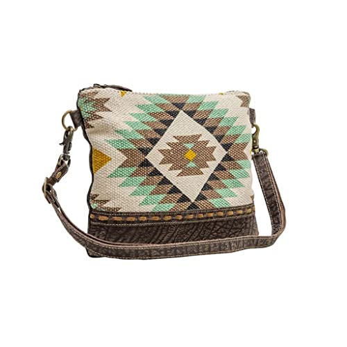 Image of Myra Bag Aztec Purse for Women - Canvas Bag with Real Leather Detailing, Boho Handbags for Women, Cute Western Purse