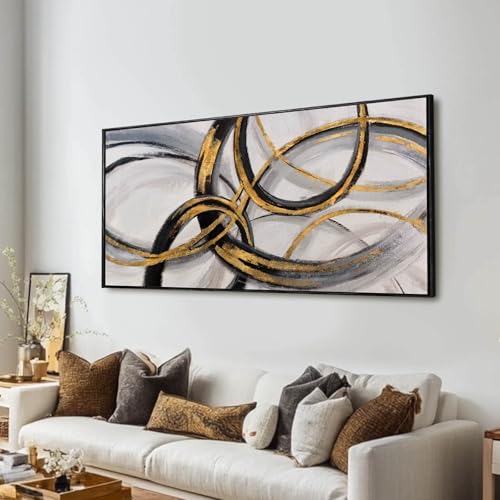 Kureful Gold and Black Abstract Wall Art Modern Artwork Canvas