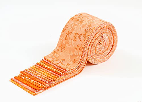 AbsoluteBestChoice 18 Strips-Orange Jelly Roll 2.5 Inch Pre-Cut 100% Cotton Fabric Quilting Strips