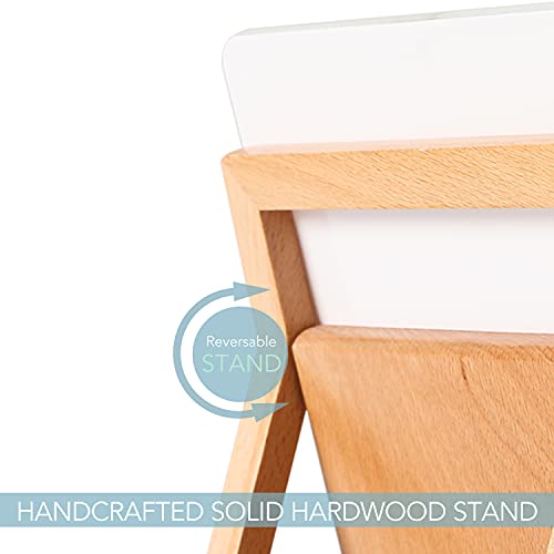 Desktop Glass Whiteboard With Reversable Wood Stand, Tabletop Small Portable Dry Erase White Board Easel, Reusable Desk Notepad 9.5"X6.7" For Office, Home, School, Marker&Eraser Included, Yeoux* #TOP2