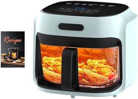 Glass Air Fryer, 7.6QT with Transparent Fry Bowl, Circulating Hea...