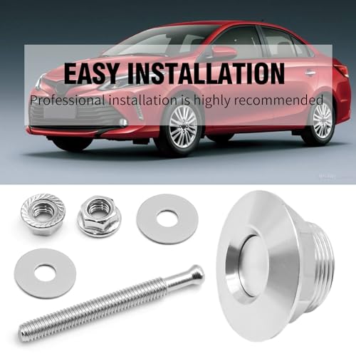 Aynaxcol 4Pcs Universal Aluminum Vehicle Hood Pins Silver Quick Release Lock Latch Bumper License Plate Lock Clip Diameter 1.25 Inch for Bumper Hood License Plate
