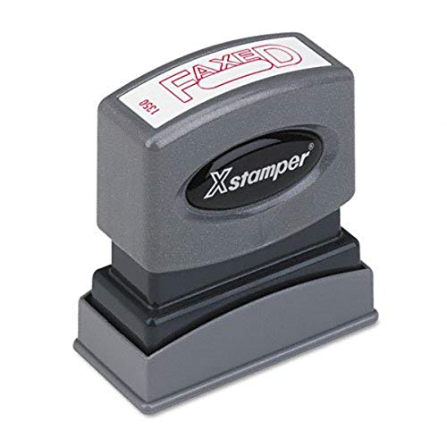 Xstamper One-Color Title Message Stamp, Faxed, Pre-Inked/Re-Inkable, Red (1350)