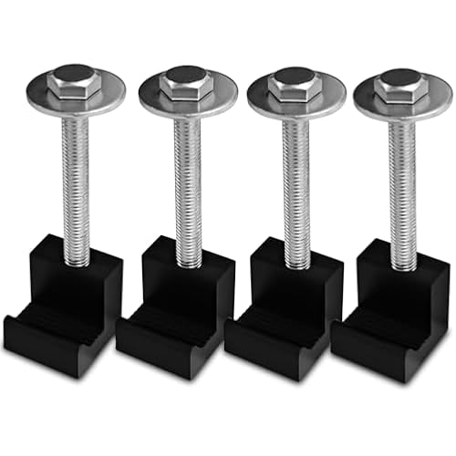 4PCS Truck Tool Box Mounting Kit, J Hook Truck Crossover Tool Boxes for Bed of Truck Aluminum Pickup Toolbox Rail Mounting Kit for Fix Tool Boxes Tie Downs Comes with Fastening Nuts(Black)