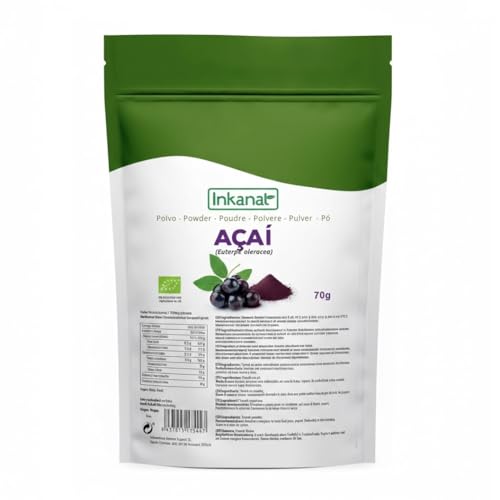 Açaí en Polvo Bio 70g INKANAT– 100% Puro, Sin Azúcar ni Aditivos – Superalimento Natural para Batidos y Smoothies