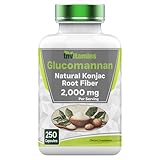 tnvitamins Glucomannan Capsules 2000 MG - 250 Count | Natural Konjac Root Fiber Extract Powder Supplement | Soluble, Dietary, & Digestive Fiber Pills | Produced in The USA | Non-GMO & Gluten Free