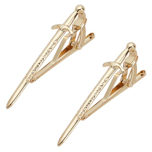 WEBEEDY 2 Pcs Sword Tie Clip Golden Tie Clips for Men, Novelty Neck Tie Clip Tie Bar Tie Accessories for Shirt Suit, Wedding Groom, Business, Unique Gift for Gentleman, 6cm/2.36'' length