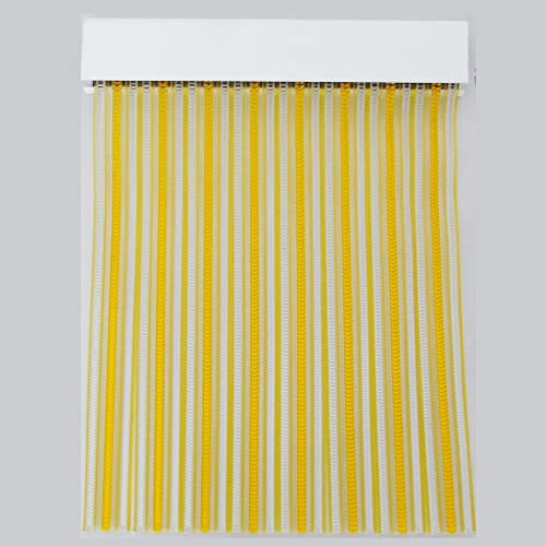 Genérico Cortina ANTIMOSCAS, Mosquitos, ETC | para Puertas | Tiras DE Cinta | Iris 90x210cm (90_x_210_cm, Amarillo Oscuro-Transparente)