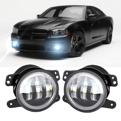 MNWHUC Fog Lights 4 inch OEM 195989003 For DODGE CHARGER 2011-2014 Front Bumper Driver&Passenger Left Right Fog Lights Lamps, with Turn signal lamp and DRL,Super Bright 6000K cool white Beam, 2-Pack.