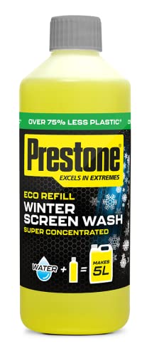 Prestone Eco Refill -10C Winter Screenwash Concentrate, Super Concentrated Screen Wash for Cars Makes 5 Litres of Windscreen Washer Fluid, 500ml