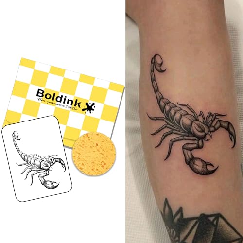 Boldink Semi-Permanent Tattoo 2 Weeks Long Lasting Waterproof,Scorpion Temporary Tattoos for Men Women,Realistic Fake Tattoos for Arm Leg