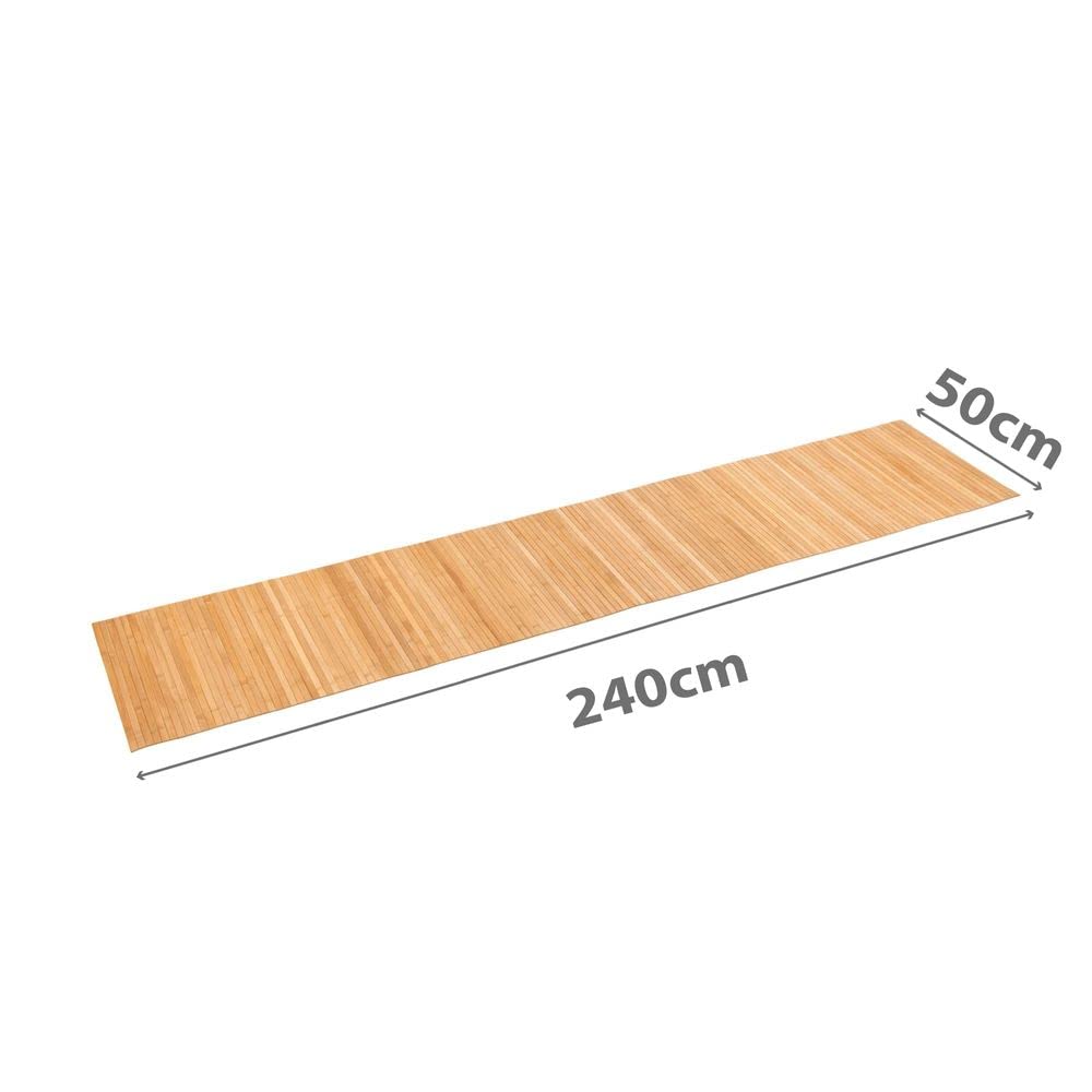 PANA® ECO bamboe keukenloper • houten keukentapijt voor hal • tapijt wasbaar en antislip • loper 100% bamboe • duurzaam • kleur: natuur • maat: 50 x 240 cm