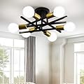 XINGSIYUELYX 6-Light Modern Black and Gold Sputnik Ceiling Light Fixture,Semi Flush Mount Ceiling Light,Close to Ceiling Light,Chandelier Light Fixture for Bedroom Farmhouse Hallway,E26 Socket