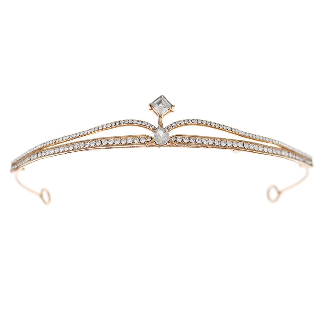 Zoestar Diadema de boda de cristal para novia, tiara de diamantes de imitación para mujeres y niñas, 1 pieza (dorado)