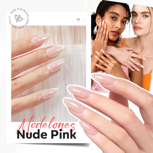 Image of modelones Builder Nail Gel, Cover Nude Builder for Nails, Nude Pink Color Rubber Base Gel Polish U V /LED Cured for Natural Overlay, Apex Building, Short Extension, Self-Leveling Beginner DIY Home