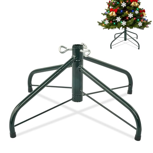 ELFJOY Christmas Tree Stand for 3-6 Ft Artificial Trees 17 Inch Metal Stand Base with Folding Design Fits up to 0.8" Pole (Green)