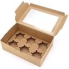 KEYIDO 30 Pezzi Scatole per Dolci Cupcake Bianco Porta Cupcakes con Finestra Trasparente e Maniglia e Base Singole Scatole Biscotti Kraft per Muffin Torte 2 Adesivi