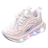 [Avarrerog] 光る靴 トレーニングシューズ 女の子 男の子 軽量 子供靴 おしゃれ 滑り止め 光る キッズ スニーカー マジックテープ付き ガールズシューズ スポーツ かわいい プリンセスシューズ ランニング 通学 通園 プレゼント (A01-White, 24 Toddler)