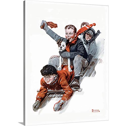 CANVAS ON DEMAND Four Boys On a Sled Canvas Wall