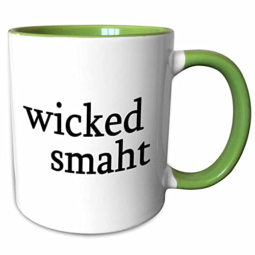 3dRose Wicked Smaht. Black. 15oz Two-Tone Green Mug
