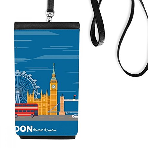Porte-monnaie téléphone en cuir imprimé London Eye et bus à impériale