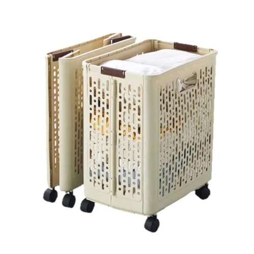 Laundry Basket on Wheels Foldable Hamper Clothes Washing Bedding Linen Large Storage Washing Basket