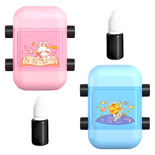 Roller Digital Teaching Stamp, 2 PCS Tampons Addition et Soustraction Réutilisables, Double Tête Tampon De Jouet Réutilisable en Mathématiques, Dans 100 Questions de Pratique des Mathématiques Cover