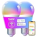 TJOY Smart Light Bulbs, Bluetooth WiFi Led Bulb Compatible with Alexa &Google Assistant, RGB Color Changing Alexa Bulb, 9W(60W Equivalent), A19 E26 800LM, 2.4Ghz WiFi only,2 Pack